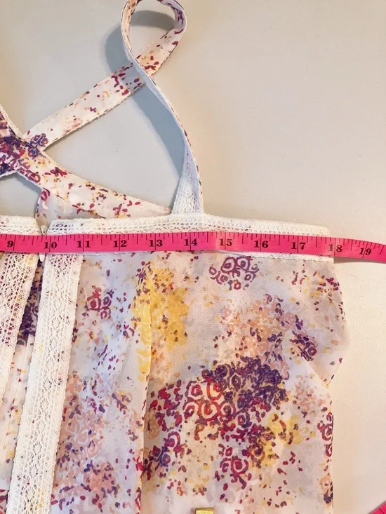 Guess Lace Floral Crisscross Halter Mini Dress Bohemian Romantic Flora Nikrooz - Picture 7 of 9